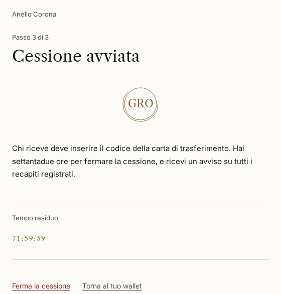 Cessione avviata: conto alla rovescia di settantadue ore e comando per fermarla